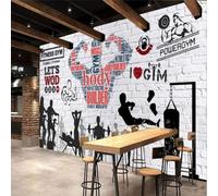 Sports Fitness Club White Brick Wall Art 3D Wallpaper Premium Textured Silk Study Dining Living Room Bedroom Sofa TV Wall Easy Install-350cm×256cm