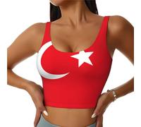 Sports Flag of Turkey Bras Women High Impact Bra Full Coverage Removable Pads Women's Basic Crop Top Tank Black