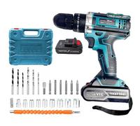 Sports flyfree Cordless Drill Driver, 21V Electric Drill Screwdriver Kit with 25+1 Torque, 2 Speed with 2 Batteries 2.0Ah, LED Light for Home and Garden DIY Project (Blue)