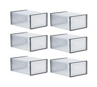 sports flyfree Shoe Box, 6pcs Clear Stackable Shoe Storage Boxes Plastic Shoe Organizer, Breathabl & Foldable Stackable Shoe Box, Grey