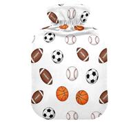 Sports Football Baseball White Hot Water Bottle with Cover for Pain Relief Heating Bottle for Warming Hands, 2L