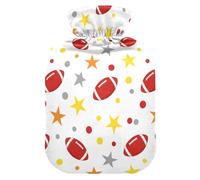 Sports Football Stars White Hot Water Bottle with Cover for Pain Relief Hot Bottle Water Bag for Sore Muscles, 1L
