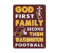 Sports Football Tin Signs God First Family Second Then Football Metal Tin Sign Poster Vintage Metal Sign Rugby Sign for Men Women Wall Decor for Home Bar Garage Bedroom Cafe Club 12x16 Inch