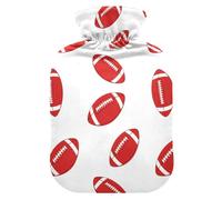 Sports Football White Hot Water Bottle with Cover for Pain Relief Feet Warmer for Headaches, 1L