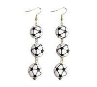 Sports Game Ball Dangle Earrings Football Basketball Wooden Cow Print Red Plaid Print Drop Earrings for Women Holiday Round Baseball Soccer Volleyball Dangle Earrings Jewelry