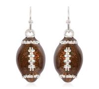 Sports Game Team Earrings - Acetate Hook Drop, Wood Beads Charm Dangles Volleyball, Basketball, Softball, Football, Baseball, Base Metal, Resin, No Gemstone