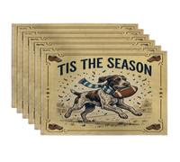 Sports German Wirehaired Pointer Dog Placemats Set of 6, 12''x18'', Vintage Football 6Pcs Washable Table Mats for Home Dinning, Cute Holiday Party Kitchen Decoration