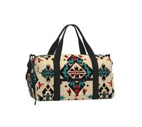 Sports Gym Bag For Boys Girls, Ethnic Aztec Pattern Travel Duffel Bag With Shoe Compartment & Adjustable Strap, Water-Resistant Weekender Overnight Tote Carry-On Bag For Men Women