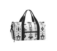 Sports Gym Bag For Boys Girls, Geometric Aztec Pattern Travel Duffel Bag With Shoe Compartment & Adjustable Strap, Water-Resistant Weekender Overnight Tote Carry-On Bag For Men Women
