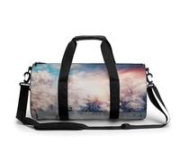 Sports Gym Bag for Men Women Beautiful Landscape Trees Snow Flakes Travel Gym Bag Cylindrical Workout Bag Lightweight Travel Duffle Bag for Basketball Football Weekender, style-33, 17.7in/9in/9in