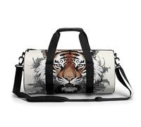 Sports Gym Bag for Men Women Black And White Doodle Tiger Travel Gym Bag Cylindrical Workout Bag Lightweight Travel Duffle Bag for Basketball Football Weekender, style, 17.7in/9in/9in