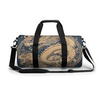 Sports Gym Bag for Men Women Blue Oriental Dragon Travel Gym Bag Cylindrical Workout Bag Lightweight Travel Duffle Bag for Basketball Football Weekender, style-13, 17.7in/9in/9in