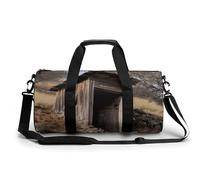 Sports Gym Bag for Men Women Old Ancient Outhouse Travel Gym Bag Cylindrical Workout Bag Lightweight Travel Duffle Bag for Basketball Football Weekender, style, 17.7in/9in/9in