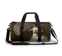 Sports Gym Bag for Women Men Travel Duffel Bag Goat And Fan Weekender Bag Canvas Carry on Overnight Bag for Travel Swimming Fitness Workout Sports Duffle Bag, style-3, 17.7in/9in/9in