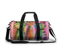 Sports Gym Bag for Women Men Travel Duffel Bag Stripes And Cats Weekender Bag Canvas Carry on Overnight Bag for Travel Swimming Fitness Workout Sports Duffle Bag, style-2, 17.7in/9in/9in