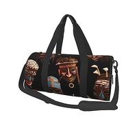 Sports Gym Bag for Women Men Travel Duffel Bag Tote African Ritual Ethnic Tribal Weekender Bag Canvas Carry on Overnight Bag for Travel Swimming Fitness Workout Sports Duffle Bag, Black, One Size