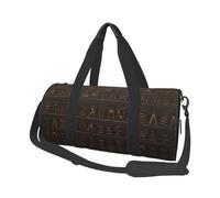 Sports Gym Bag for Women Men Travel Duffel Bag Tote Ancient Egyptian Hieroglyph Weekender Bag Canvas Carry on Overnight Bag for Travel Swimming Fitness Workout Sports Duffle Bag, Black, One Size