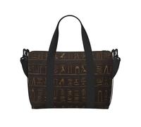 Sports Gym Bag for Women Men Travel Duffel Bag Tote Ancient Egyptian Hieroglyph Weekender Bag Canvas Carry on Overnight Bag for Travel Swimming Fitness Workout Sports Duffle Bag, Black, One Size
