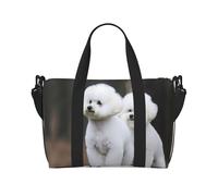 Sports Gym Bag for Women Men Travel Duffel Bag Tote Animals Goat Weekender Bag Canvas Carry on Overnight Bag for Travel Swimming Fitness Workout Sports Duffle Bag, Bichon Frise, One Size