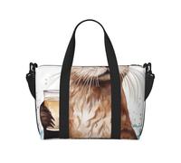 Sports Gym Bag for Women Men Travel Duffel Bag Tote Animals Lemur Flowers Pattern Weekender Bag Canvas Carry on Overnight Bag for Travel Swimming Fitness Workout Sports Duffle Bag, Sea Otter, One Size