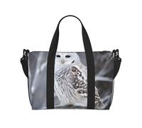 Sports Gym Bag for Women Men Travel Duffel Bag Tote Animals Lemur Flowers Pattern Weekender Bag Canvas Carry on Overnight Bag for Travel Swimming Fitness Workout Sports Duffle Bag, Winter White Owl,