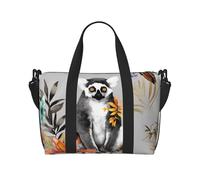 Sports Gym Bag for Women Men Travel Duffel Bag Tote Animals Lemur Flowers Pattern Weekender Bag Canvas Carry on Overnight Bag for Travel Swimming Fitness Workout Sports Duffle Bag, Animals Lemur