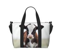 Sports Gym Bag for Women Men Travel Duffel Bag Tote Baby Cow Weekender Bag Canvas Carry on Overnight Bag for Travel Swimming Fitness Workout Sports Duffle Bag, Black, One Size