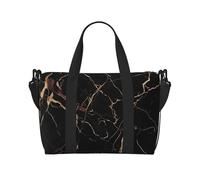 Sports Gym Bag for Women Men Travel Duffel Bag Tote Black Gold Marble Weekender Bag Canvas Carry on Overnight Bag for Travel Swimming Fitness Workout Sports Duffle Bag, Black, One Size