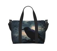 Sports Gym Bag for Women Men Travel Duffel Bag Tote Black White Chess Checkerboard Weekender Bag Canvas Carry on Overnight Bag for Travel Swimming Fitness Workout Sports Duffle Bag, Night Crow, One