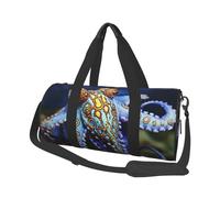 Sports Gym Bag for Women Men Travel Duffel Bag Tote Blue Ringed Octopus Weekender Bag Canvas Carry on Overnight Bag for Travel Swimming Fitness Workout Sports Duffle Bag, Black, One Size