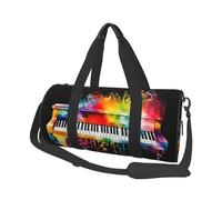 Sports Gym Bag for Women Men Travel Duffel Bag Tote Colorful Piano Keyboard Music Note Weekender Bag Canvas Carry on Overnight Bag for Travel Swimming Fitness Workout Sports Duffle Bag, Black, One