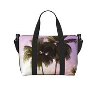 Sports Gym Bag for Women Men Travel Duffel Bag Tote Cute Black Pug Weekender Bag Canvas Carry on Overnight Bag for Travel Swimming Fitness Workout Sports Duffle Bag, Tropical Tree Pink, One Size