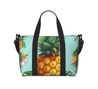 Sports Gym Bag for Women Men Travel Duffel Bag Tote Cute Black Pug Weekender Bag Canvas Carry on Overnight Bag for Travel Swimming Fitness Workout Sports Duffle Bag, Tropical Pineapple, One Size