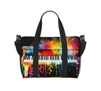 Sports Gym Bag for Women Men Travel Duffel Bag Tote cute frog Weekender Bag Canvas Carry on Overnight Bag for Travel Swimming Fitness Workout Sports Duffle Bag, Colorful Piano Keyboard Music Note, One