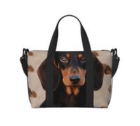 Sports Gym Bag for Women Men Travel Duffel Bag Tote Dollar Sign Money Weekender Bag Canvas Carry on Overnight Bag for Travel Swimming Fitness Workout Sports Duffle Bag, Dachshund Dog, One Size