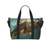 Sports Gym Bag for Women Men Travel Duffel Bag Tote Fly Fish Weekender Bag Canvas Carry on Overnight Bag for Travel Swimming Fitness Workout Sports Duffle Bag, Fly Fish, One Size