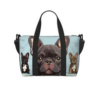 Sports Gym Bag for Women Men Travel Duffel Bag Tote French Bulldog Dog Cute Weekender Bag Canvas Carry on Overnight Bag for Travel Swimming Fitness Workout Sports Duffle Bag, French Bulldog Dog Cute,