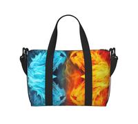 Sports Gym Bag for Women Men Travel Duffel Bag Tote Gecko Lizards Weekender Bag Canvas Carry on Overnight Bag for Travel Swimming Fitness Workout Sports Duffle Bag, Fire Vs Ice Art, One Size