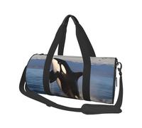 Sports Gym Bag for Women Men Travel Duffel Bag Tote Killer Whale Weekender Bag Canvas Carry on Overnight Bag for Travel Swimming Fitness Workout Sports Duffle Bag, Black, One Size
