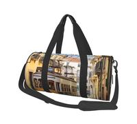 Sports Gym Bag for Women Men Travel Duffel Bag Tote lisbon tram Weekender Bag Canvas Carry on Overnight Bag for Travel Swimming Fitness Workout Sports Duffle Bag, Black, One Size