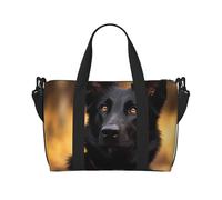 Sports Gym Bag for Women Men Travel Duffel Bag Tote Pikes Peak Colorado Weekender Bag Canvas Carry on Overnight Bag for Travel Swimming Fitness Workout Sports Duffle Bag, Black German Shepherd Dog,