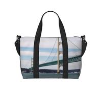 Sports Gym Bag for Women Men Travel Duffel Bag Tote Pikes Peak Colorado Weekender Bag Canvas Carry on Overnight Bag for Travel Swimming Fitness Workout Sports Duffle Bag, Mackinac Suspension Bridge,
