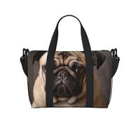 Sports Gym Bag for Women Men Travel Duffel Bag Tote Red geraniums1 Weekender Bag Canvas Carry on Overnight Bag for Travel Swimming Fitness Workout Sports Duffle Bag, Animal Pug Dog, One Size