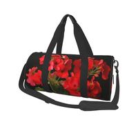 Sports Gym Bag for Women Men Travel Duffel Bag Tote Red geraniums1 Weekender Bag Canvas Carry on Overnight Bag for Travel Swimming Fitness Workout Sports Duffle Bag, Black, One Size