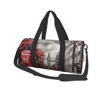 Sports Gym Bag for Women Men Travel Duffel Bag Tote Red London Street Weekender Bag Canvas Carry on Overnight Bag for Travel Swimming Fitness Workout Sports Duffle Bag, Black, One Size