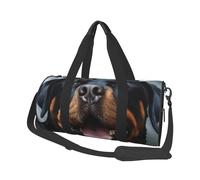 Sports Gym Bag for Women Men Travel Duffel Bag Tote Rottweiler dogs tongue head Weekender Bag Canvas Carry on Overnight Bag for Travel Swimming Fitness Workout Sports Duffle Bag, Black, One Size