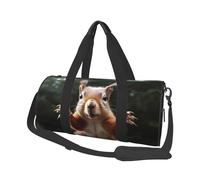 Sports Gym Bag for Women Men Travel Duffel Bag Tote Squirrel Funny Animal Weekender Bag Canvas Carry on Overnight Bag for Travel Swimming Fitness Workout Sports Duffle Bag, Black, One Size