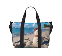 Sports Gym Bag for Women Men Travel Duffel Bag Tote Sugar Skulls Weekender Bag Canvas Carry on Overnight Bag for Travel Swimming Fitness Workout Sports Duffle Bag, Sand Snowman On Beach, One Size