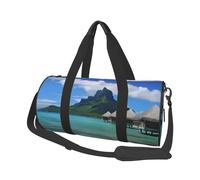 Sports Gym Bag for Women Men Travel Duffel Bag Tote Tahiti Beach1 Weekender Bag Canvas Carry on Overnight Bag for Travel Swimming Fitness Workout Sports Duffle Bag, Black, One Size