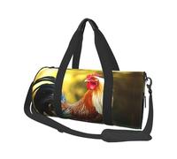 Sports Gym Bag for Women Men Travel Duffel Bag Tote Weekender Bag Beautiful Rooster Hen Carry on Overnight Bag for Travel Swimming Fitness Workout Sports Duffle Bag, Black, One Size